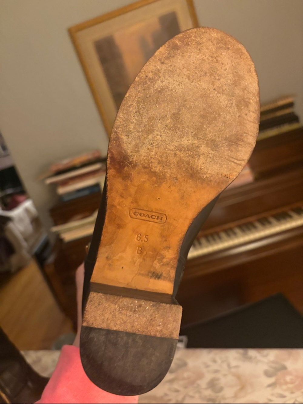 COACH Black Leather Riding Boots with Gold Hardware - size 6.5 lightly worn - Picture 6 of 6